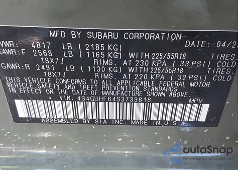 2025 Subaru Crosstrek Sport из США, поврежденный, VIN 4S4GUHF64S3739818